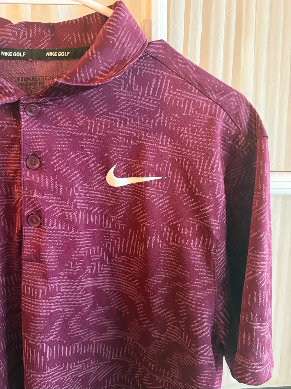 Nike Men's Medium Maroon Dri-FIT Golf Polo Swoosh Moisture Wicking
